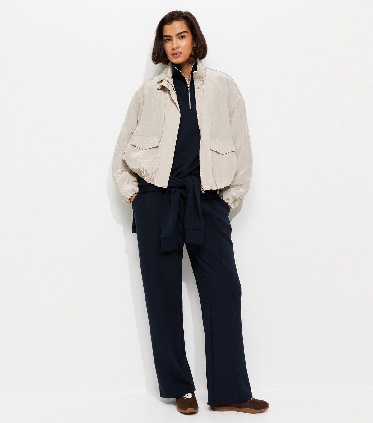 New Look Women's Premium Navy Elasticated Waist Wide Leg Joggers New Look - 2