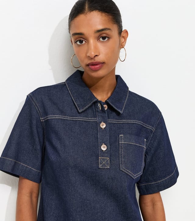 New Look Women's Indigo Wash Denim Short Sleeve Tunic Dress New Look - 2