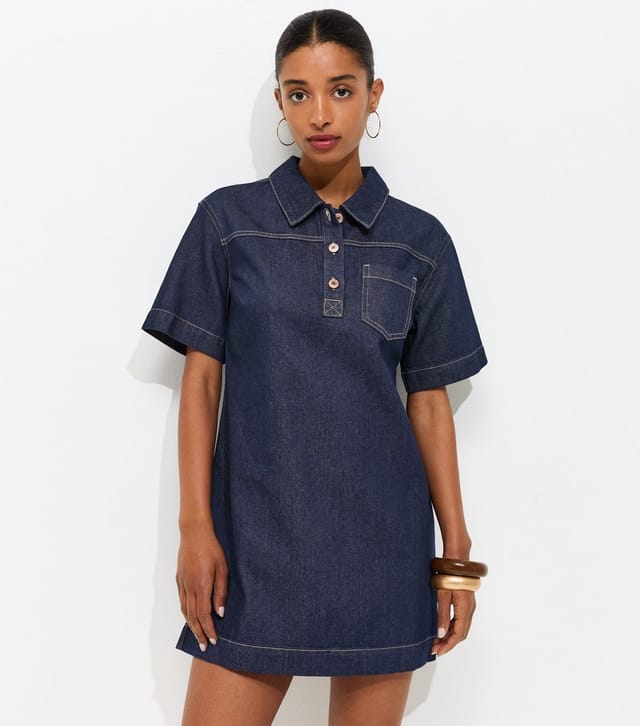New Look Women's Indigo Wash Denim Short Sleeve Tunic Dress New Look - 3