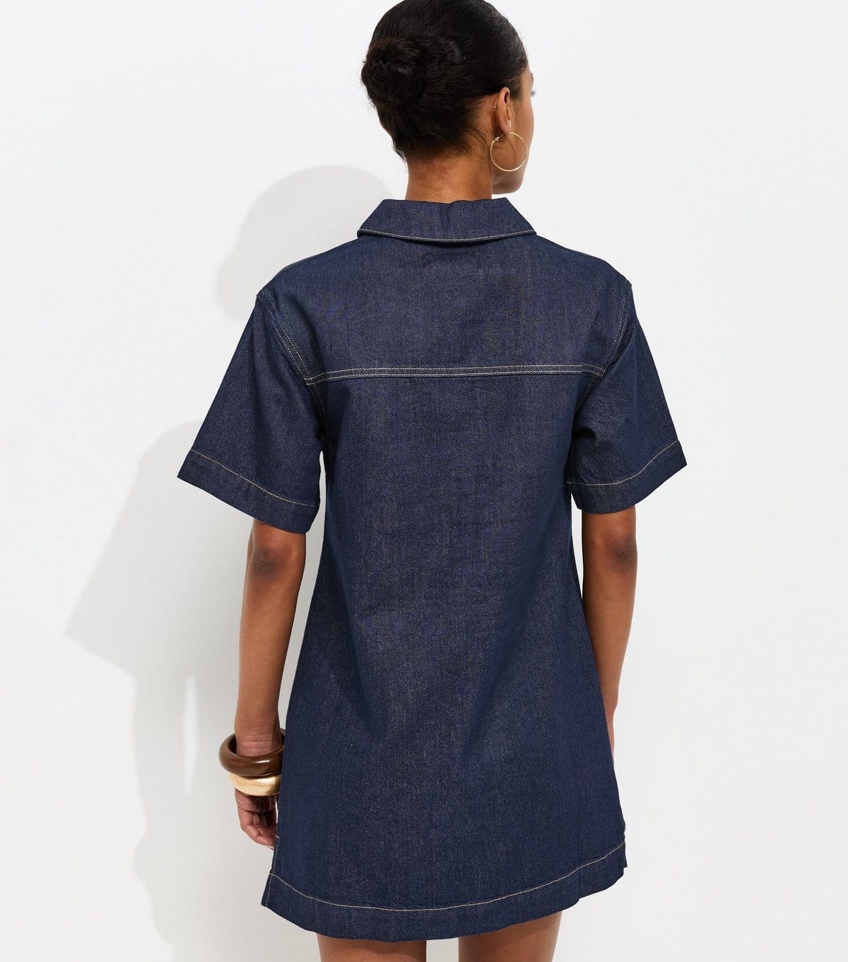 New Look Women's Indigo Wash Denim Short Sleeve Tunic Dress New Look - 4