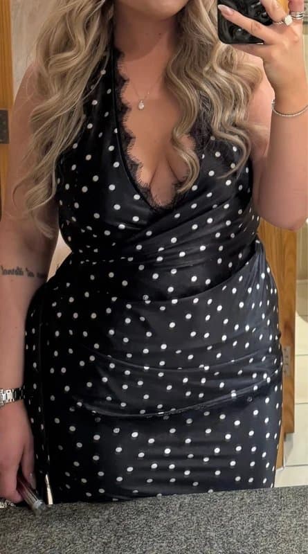 ASOS Design Asos black and white polka dot halter neck maxi dress