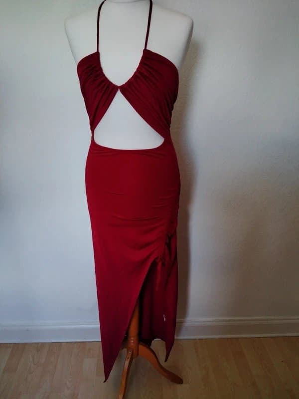 Source Unknown dark red stretchy long dress