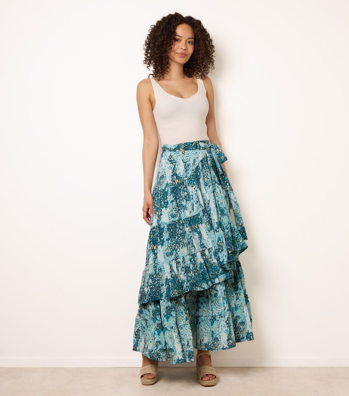 Blue Vanilla Women's Blue Wrap Tiered Maxi Skirt Blue Vanilla New Look