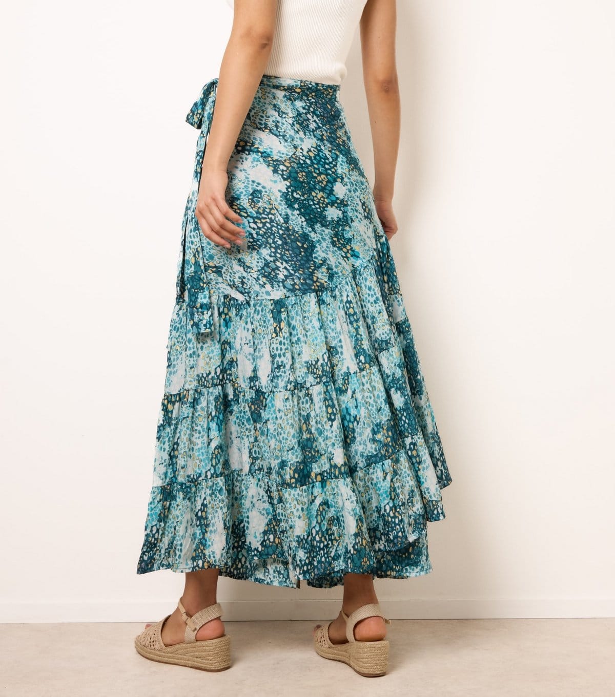 Blue Vanilla Women's Blue Wrap Tiered Maxi Skirt Blue Vanilla New Look - 4