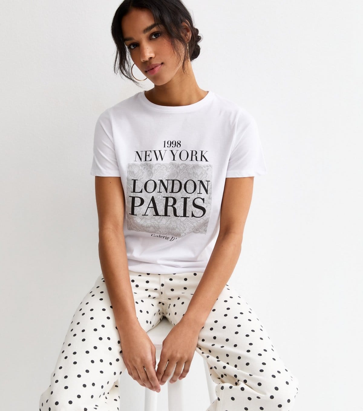 New Look White Cotton City Graphic T-Shirt