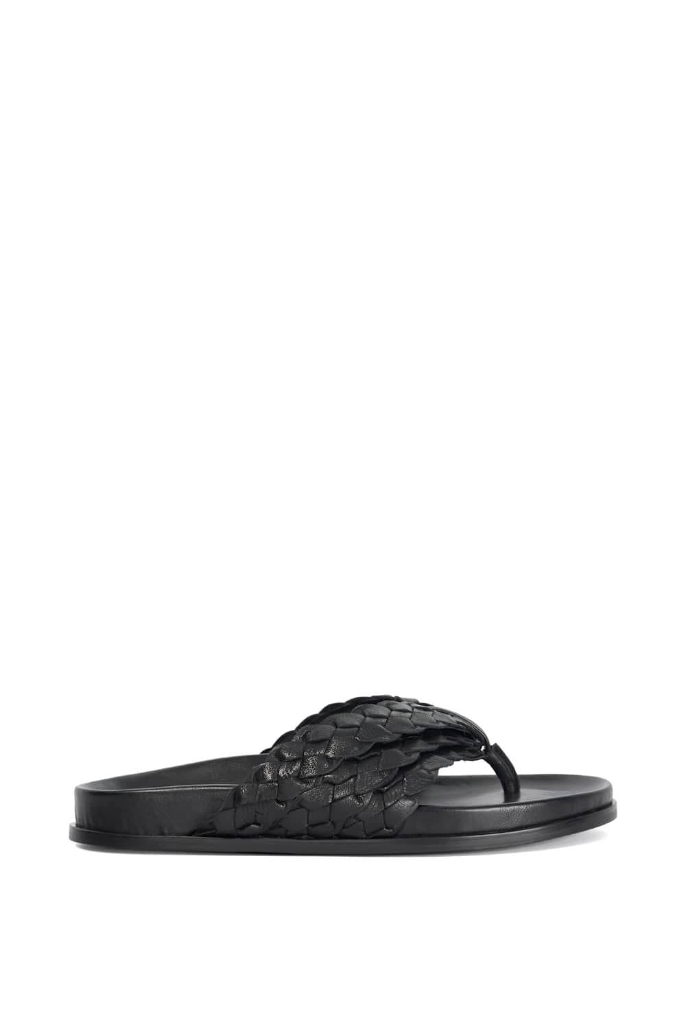 Dune London Dune London Black Leather Flip Flop Sandals