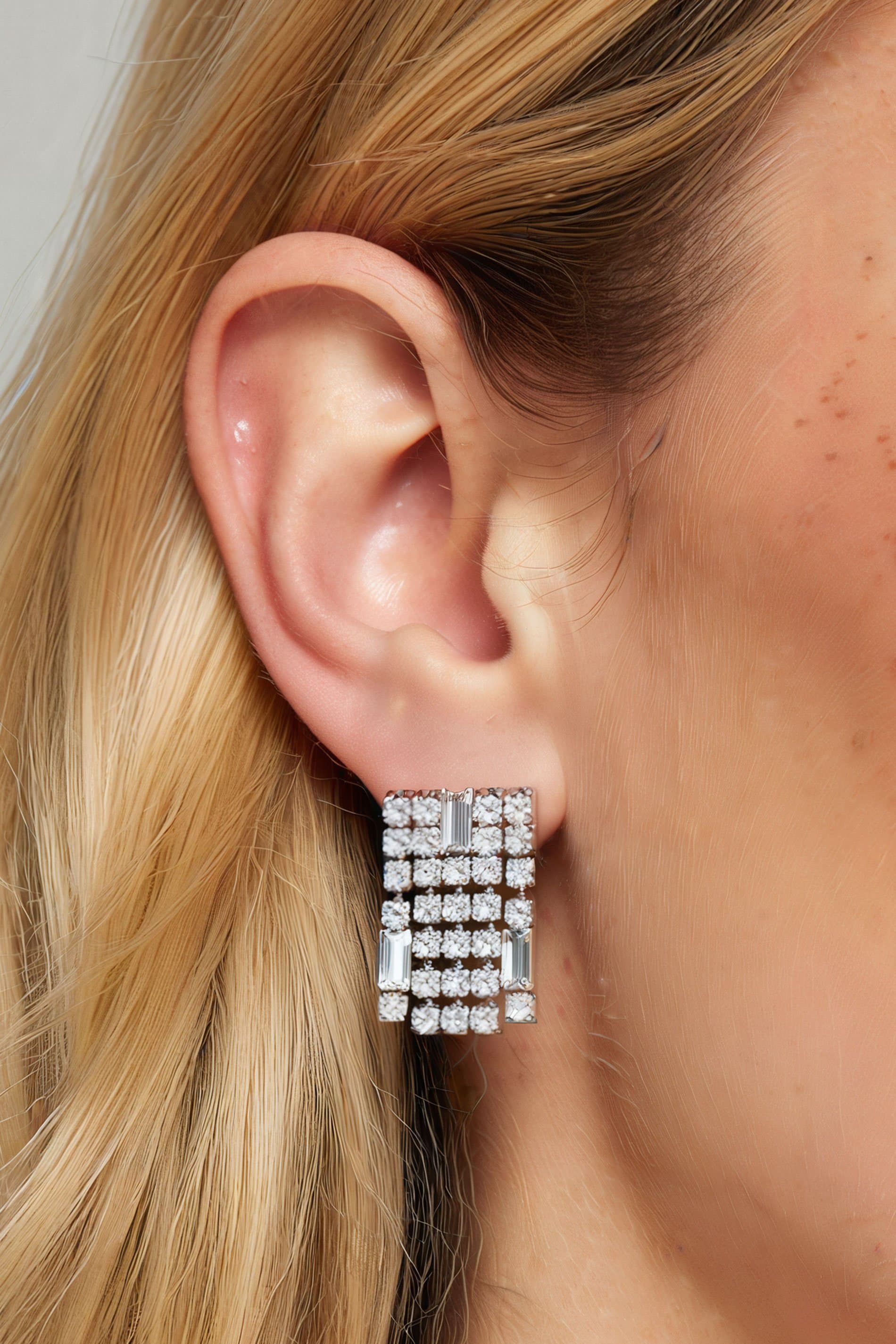 Yours Silver Tone Diamante Square Earrings