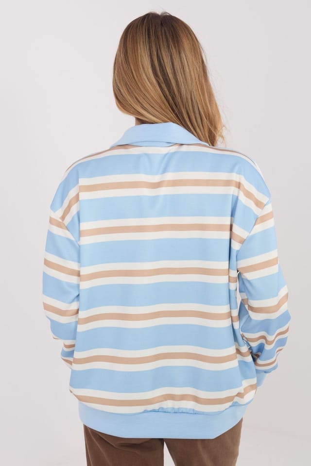 Love Lace Love Lace Women's Striped Viscose Elastane Zip Sweatshirt in Blue - 3