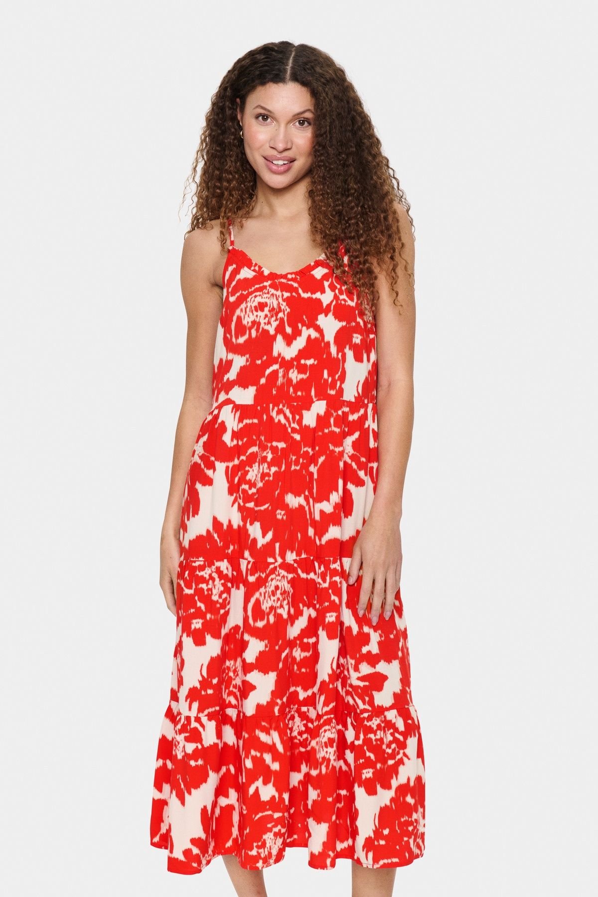 Saint Tropez Saint Tropez Women's Eda Spaghetti Straps A-line Midi Dress in Scarlet - 3