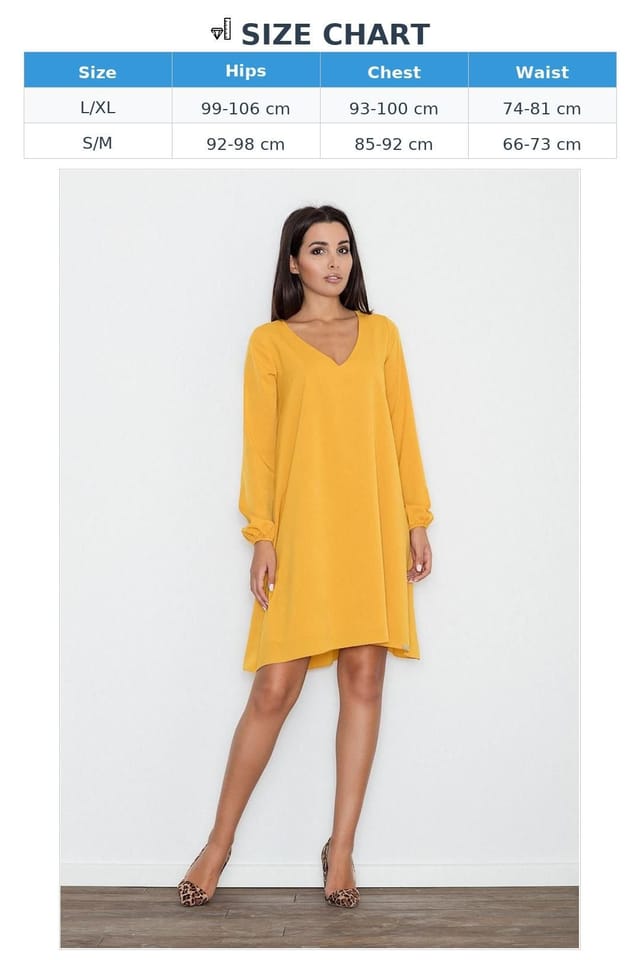 Love Lace Love Lace Women's Loose Fit Pointed Neck Dress for Flaws in Yellow - 3
