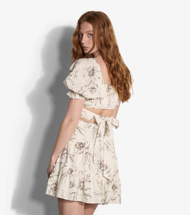 Apricot Women's Stone Cotton Broderie Anglaise Tiered Mini Skirt Apricot New Look - 3