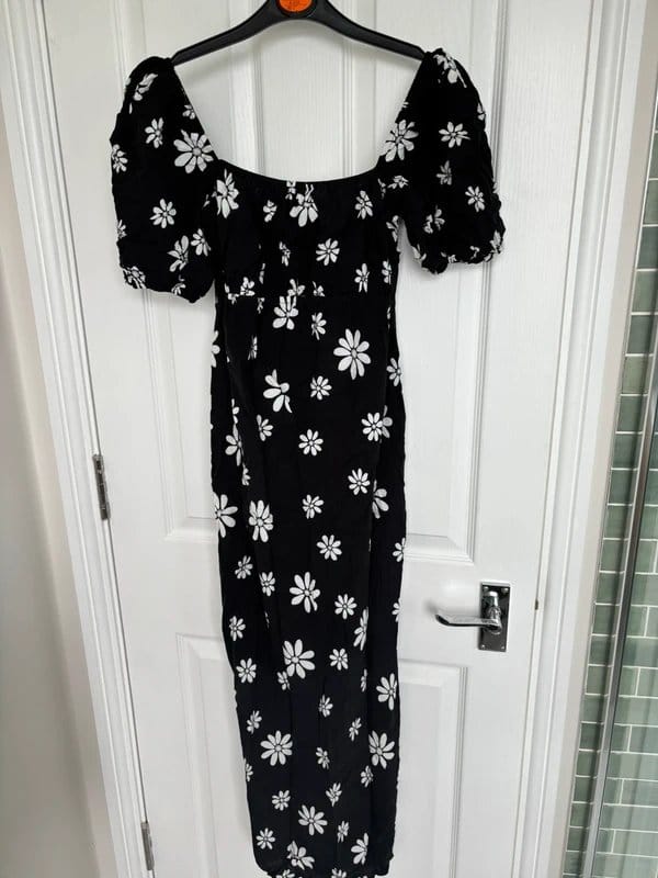 ASOS Maternity Black Floral Print Midi Dress
