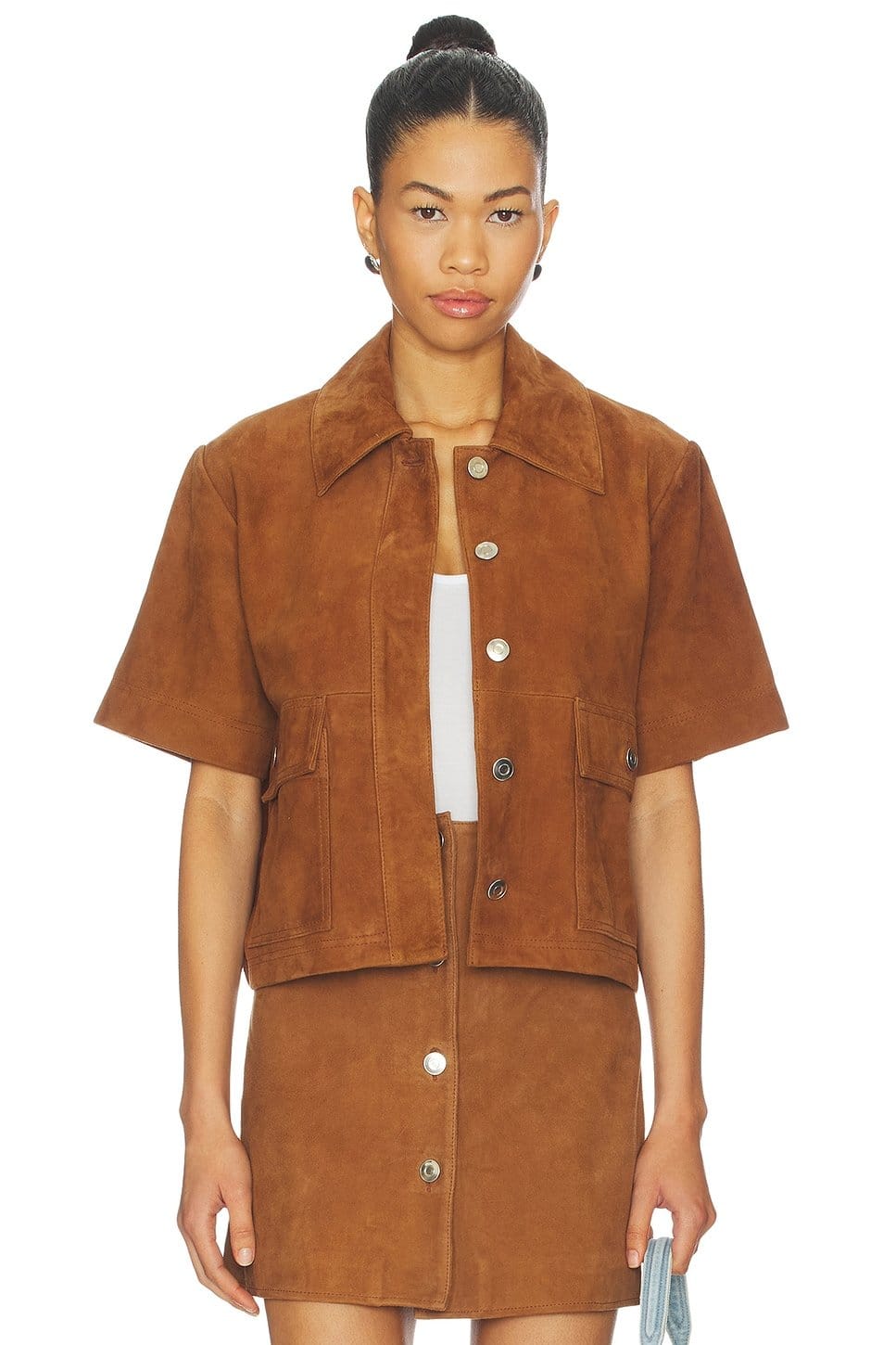 Revolve Tan Suede Shirt Jacket