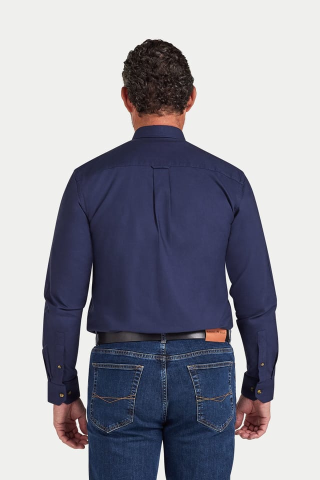 raging bull Raging Bull Men's Long Sleeve Classic Oxford Shirt in Navy - 2