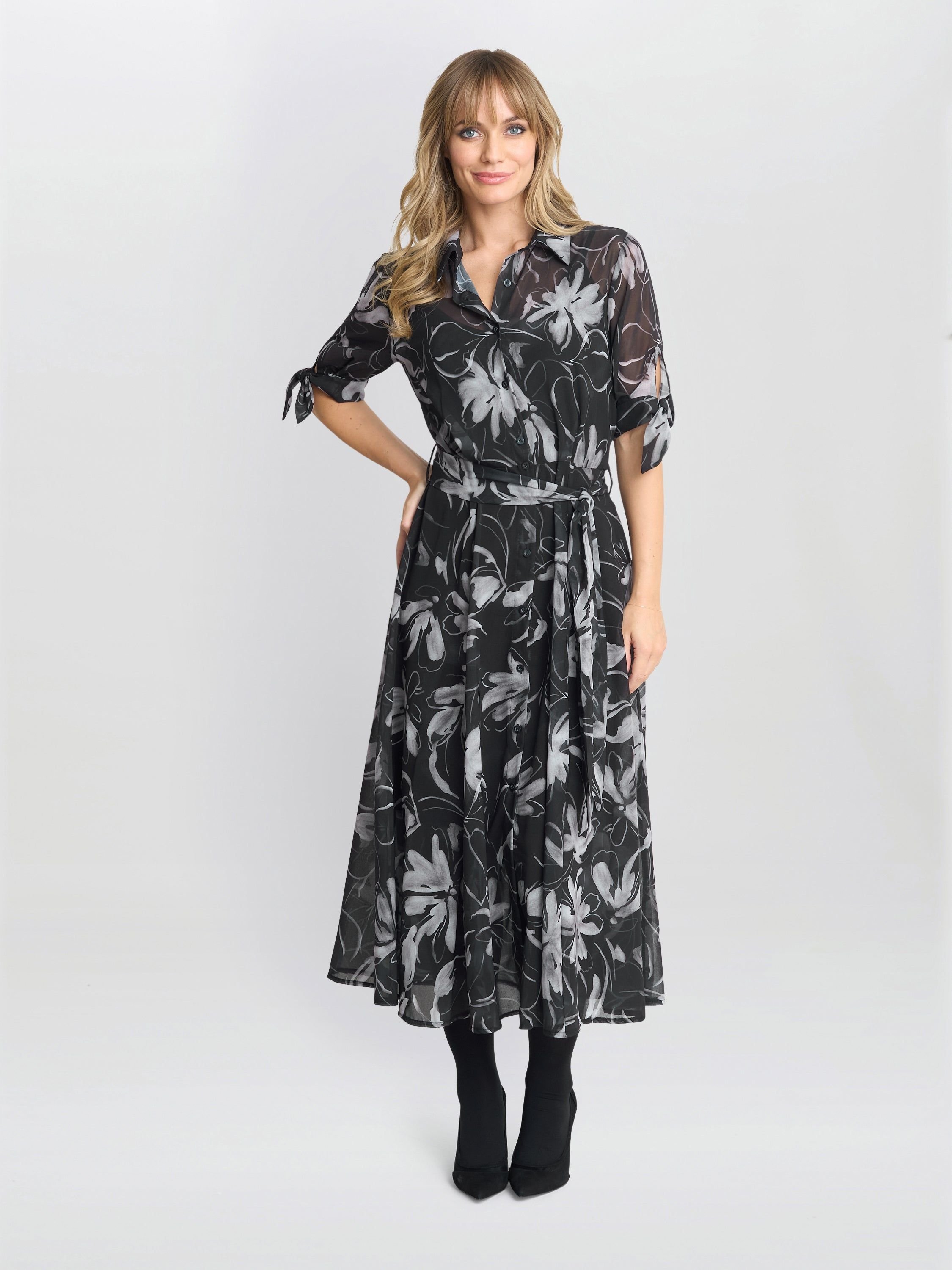 Gina Bacconi Gina Bacconi Women's Adrienne Shirt Dress in Black - 4