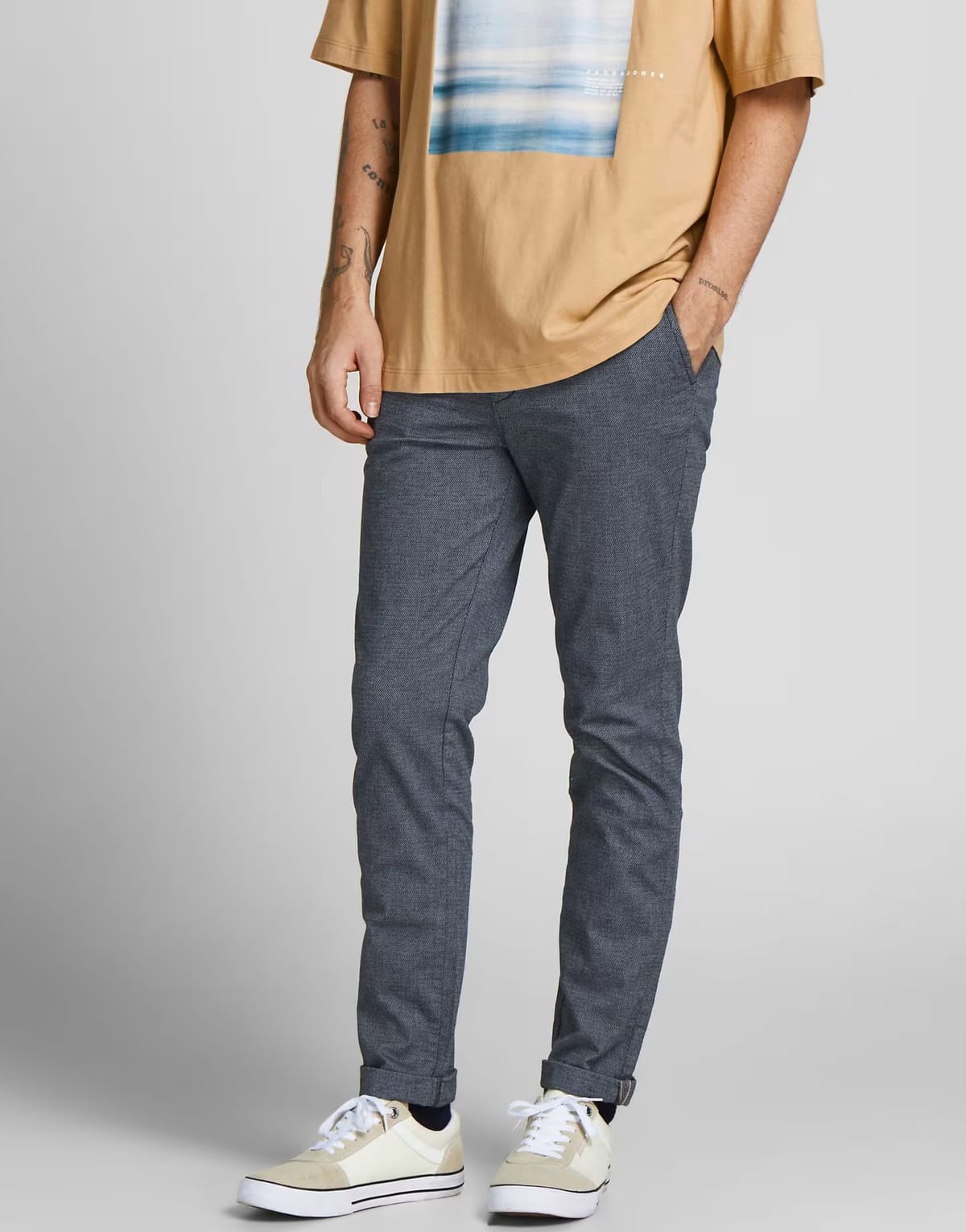 ASOS Jack & Jones Marco tapered pant in faded denim - 1