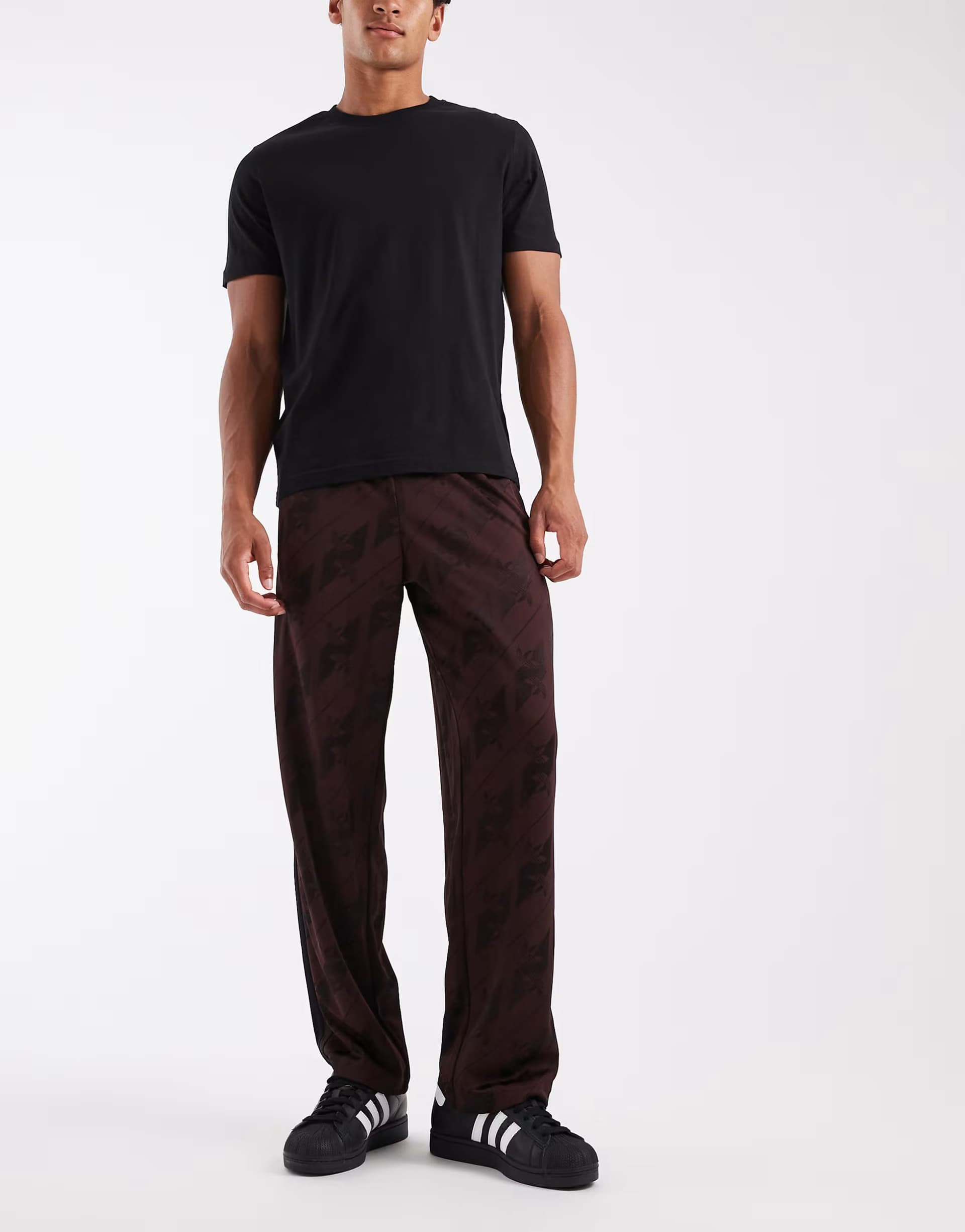 ASOS adidas Originals firebird track pants in brown monogram