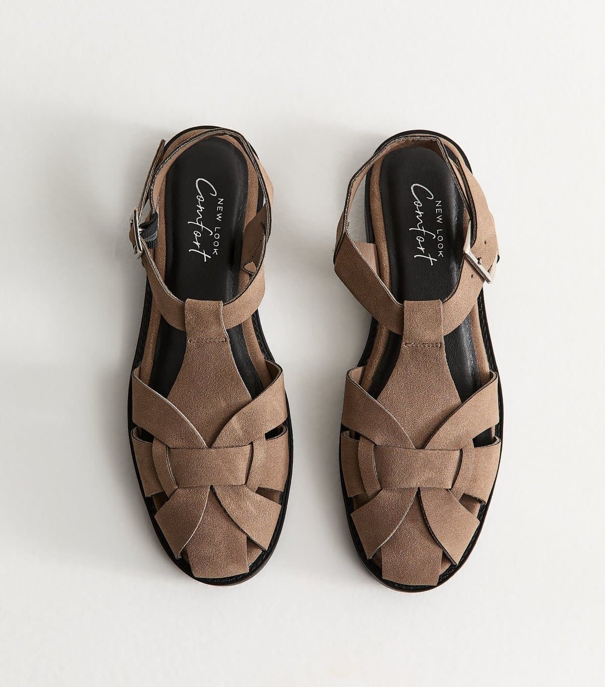 New Look Women's Light Brown Faux Suede Gladiator Strap Flat Sandals Vegan New Look