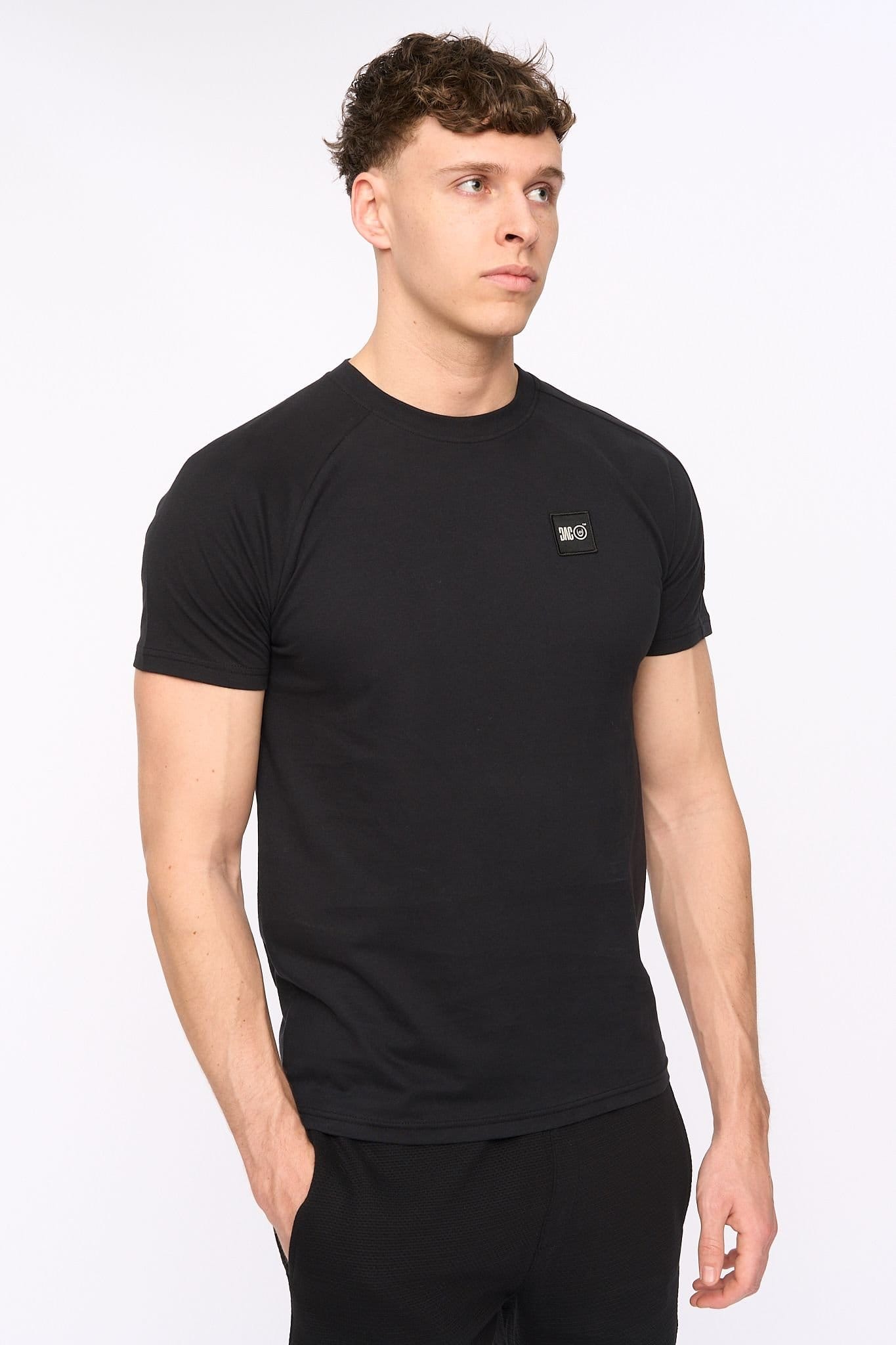 Duck&Cover Black Crew Neck T-Shirt with Raglan Sleeves