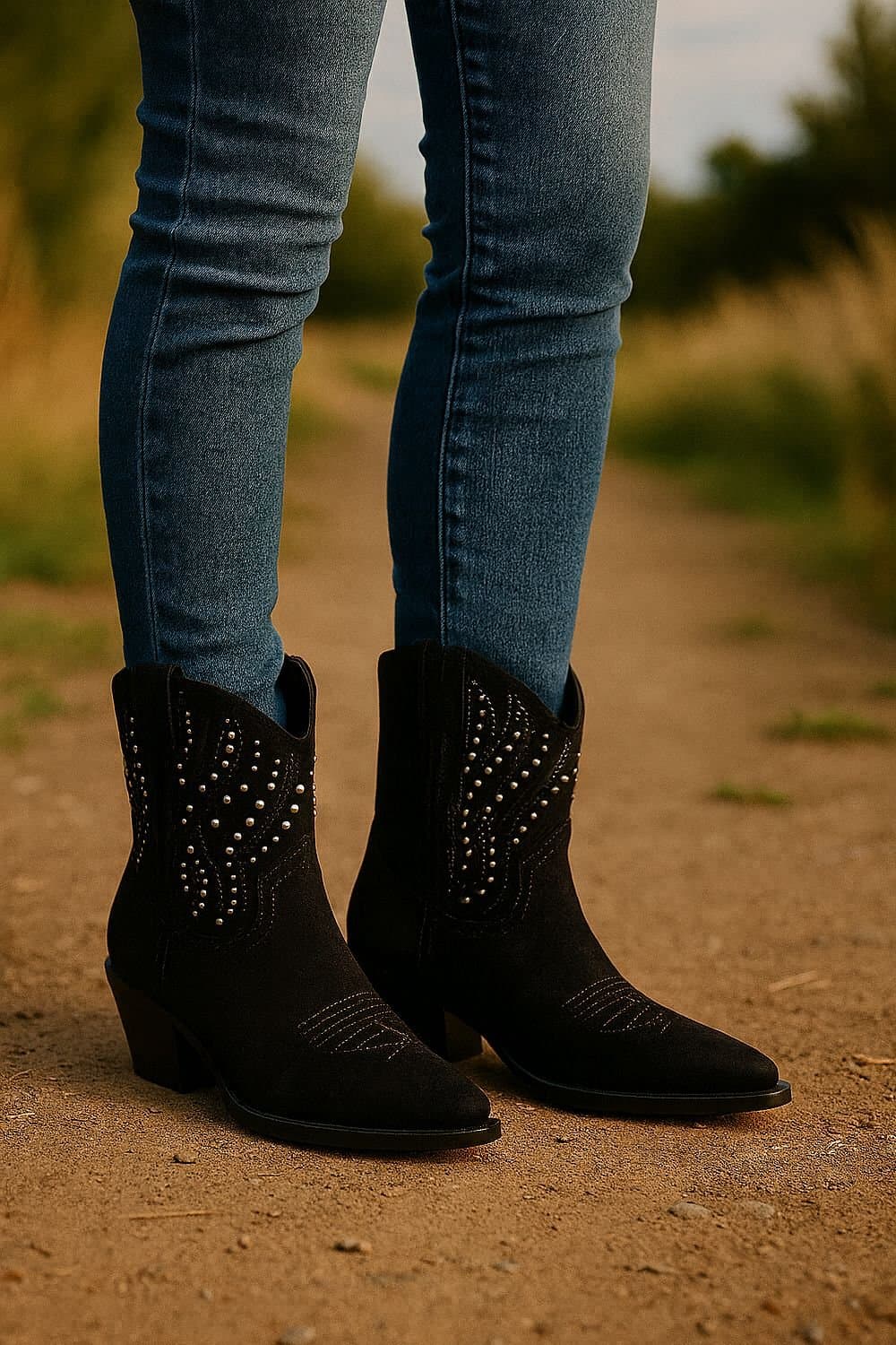 Down To Earth Down To Earth Black Suede Cowboy Boots