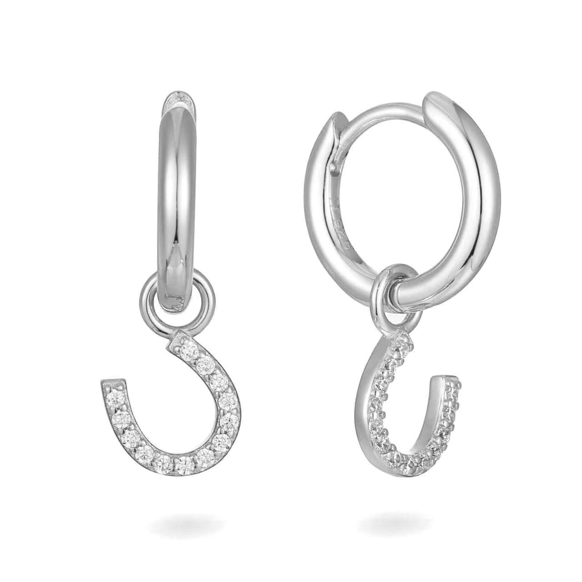 Gold Trip Gold Trip Women's Horseshoe Huggie Hoops in Silver - 1