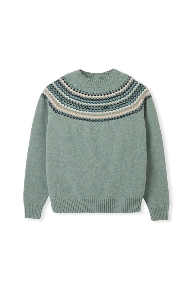 Celtic & Co Celtic & Co Women's Ditsy Fair Isle Yoke Sweater in Duck Egg Blue - 2