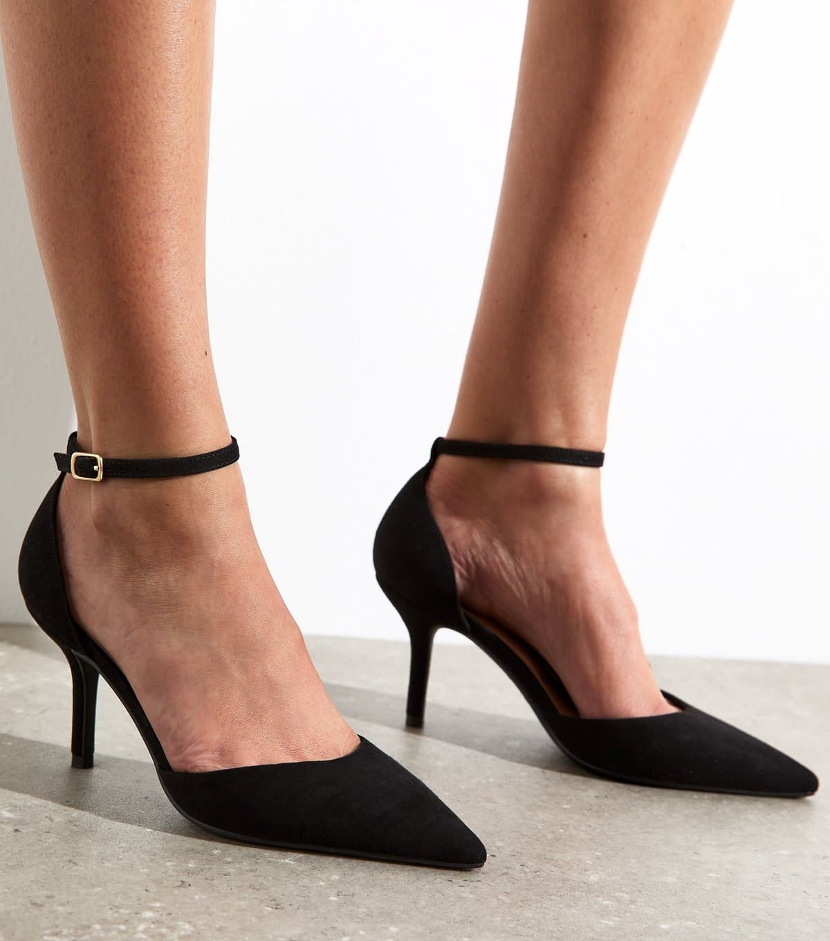 New Look New Look Black Faux Suede Heeled Open Court Shoes