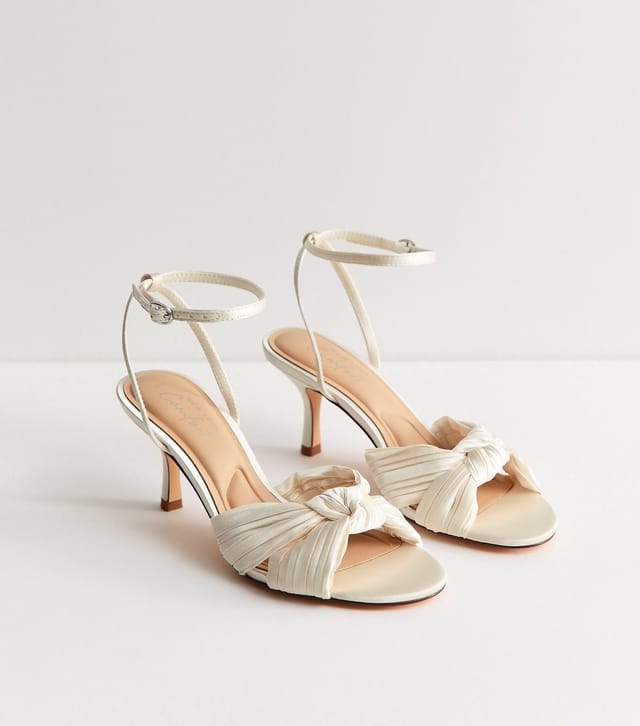 New Look Women's White Plisse Strap Knot Stiletto Sandals Vegan New Look - 2