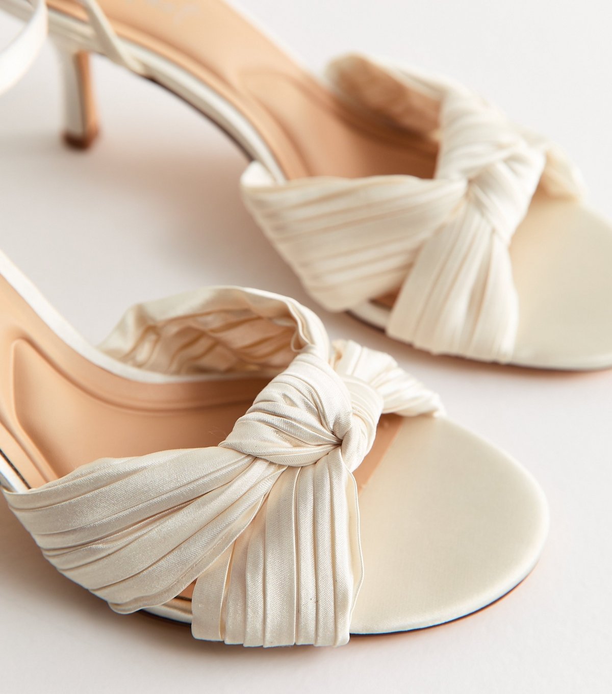 New Look Women's White Plisse Strap Knot Stiletto Sandals Vegan New Look - 3