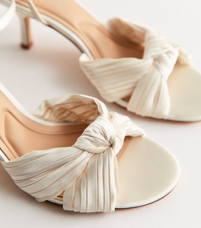 New Look Women's White Plisse Strap Knot Stiletto Sandals Vegan New Look - 3