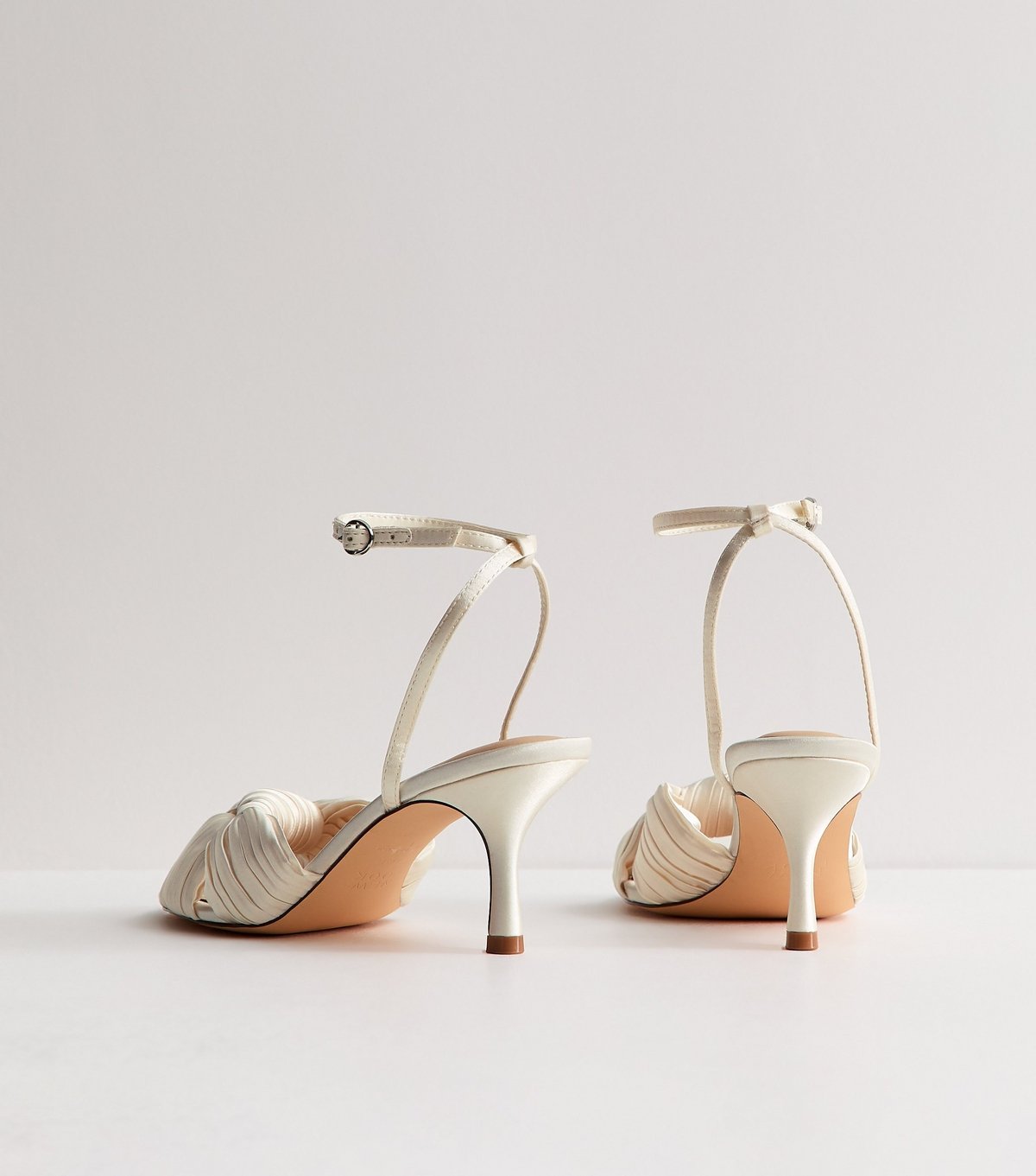 New Look Women's White Plisse Strap Knot Stiletto Sandals Vegan New Look - 4