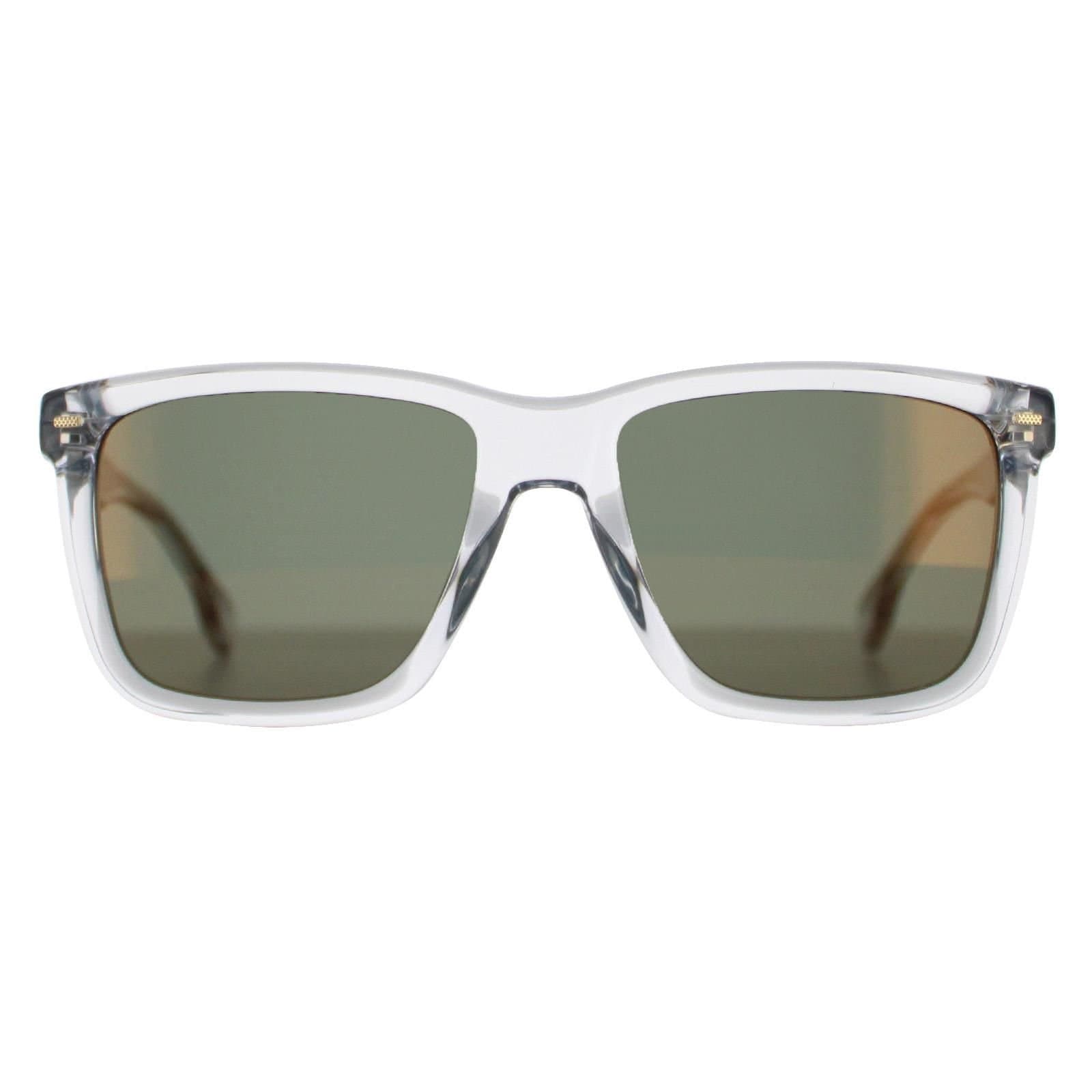 Hugo Boss Hugo Boss Men's Square Transparent Grey Green Gold Mirror BOSS 1317/S