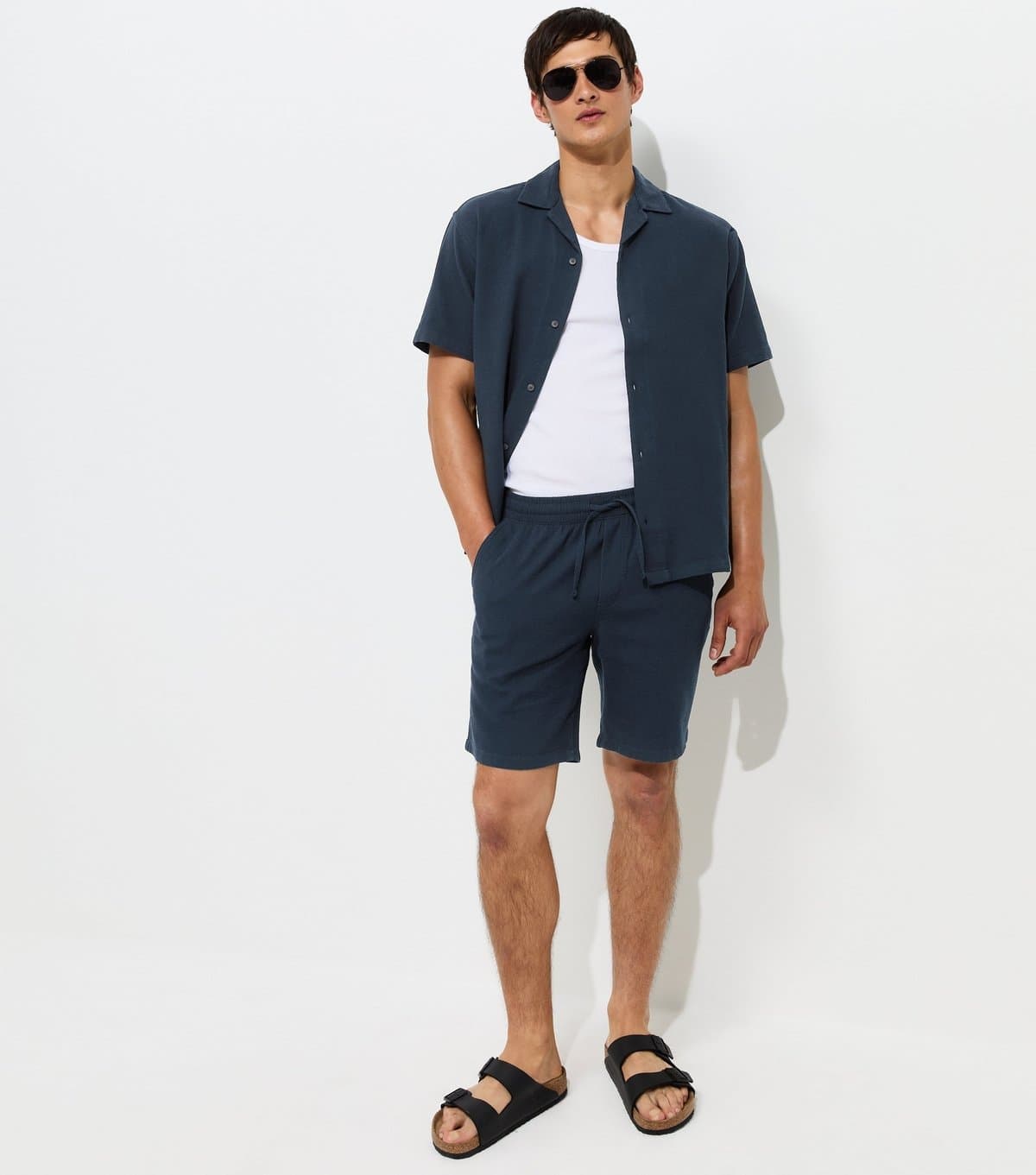 jack & jones Men's Navy Organic Cotton Waffle Shorts Jack & Jones New Look