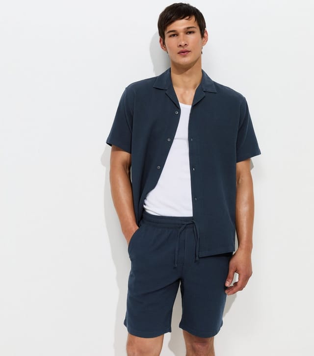 jack & jones Men's Navy Organic Cotton Waffle Shorts Jack & Jones New Look - 2