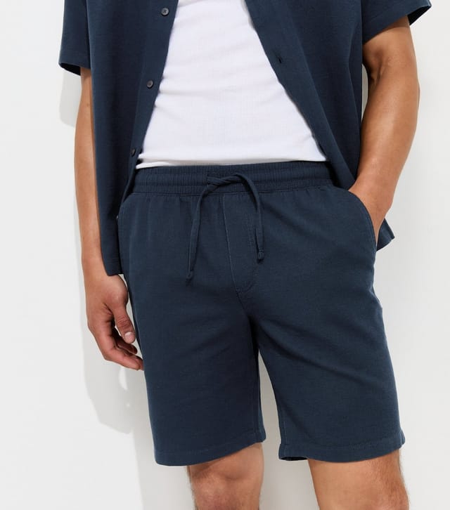 jack & jones Men's Navy Organic Cotton Waffle Shorts Jack & Jones New Look - 3