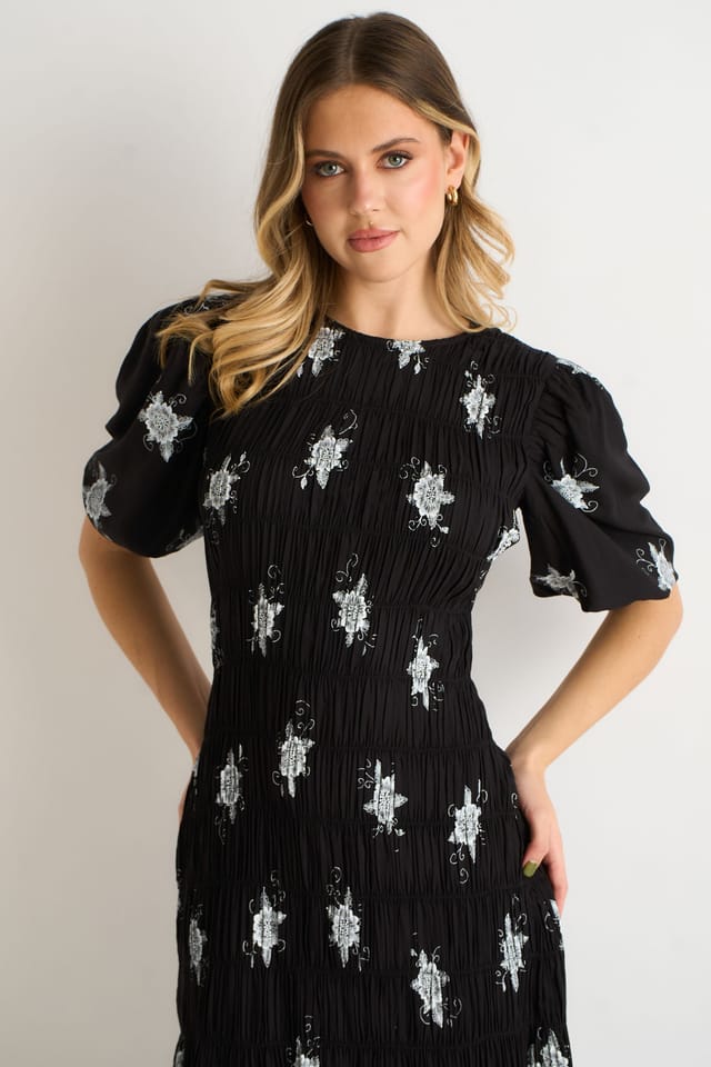 Gini London Gini London Women's Black Paisley Ruched Midi Dress - 2