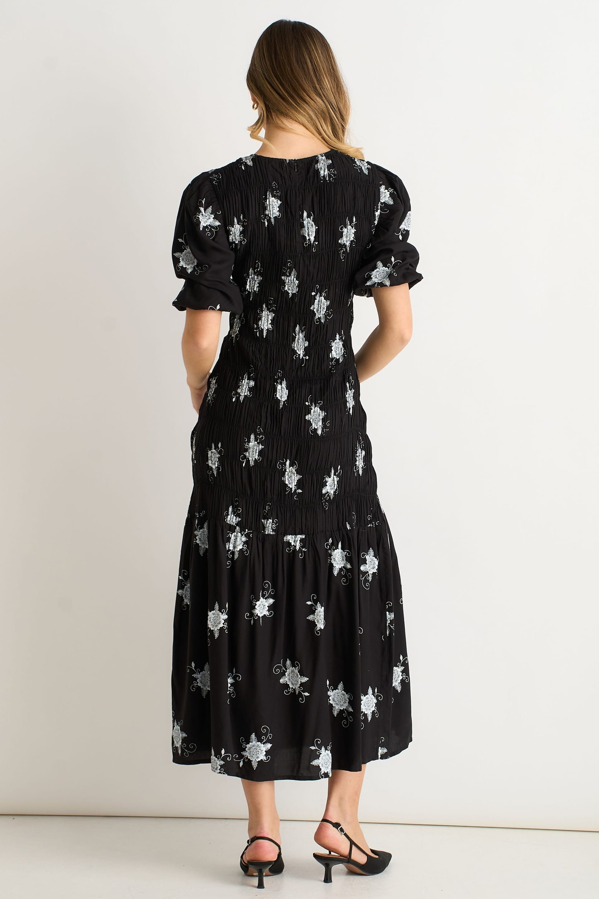 Gini London Gini London Women's Black Paisley Ruched Midi Dress - 4