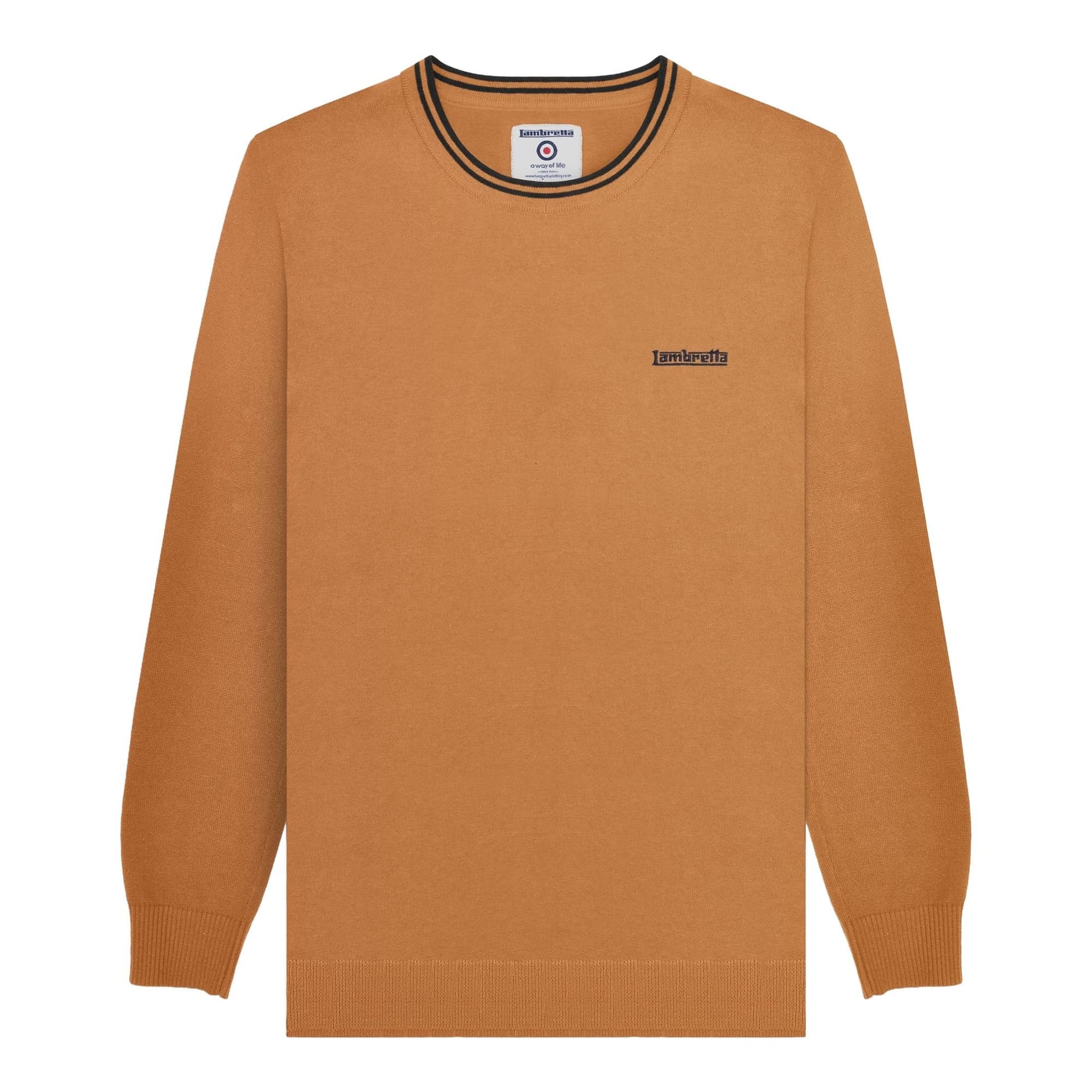 Lambretta Lambretta Men's Knitted Tipped Jumper in Dark Brown
