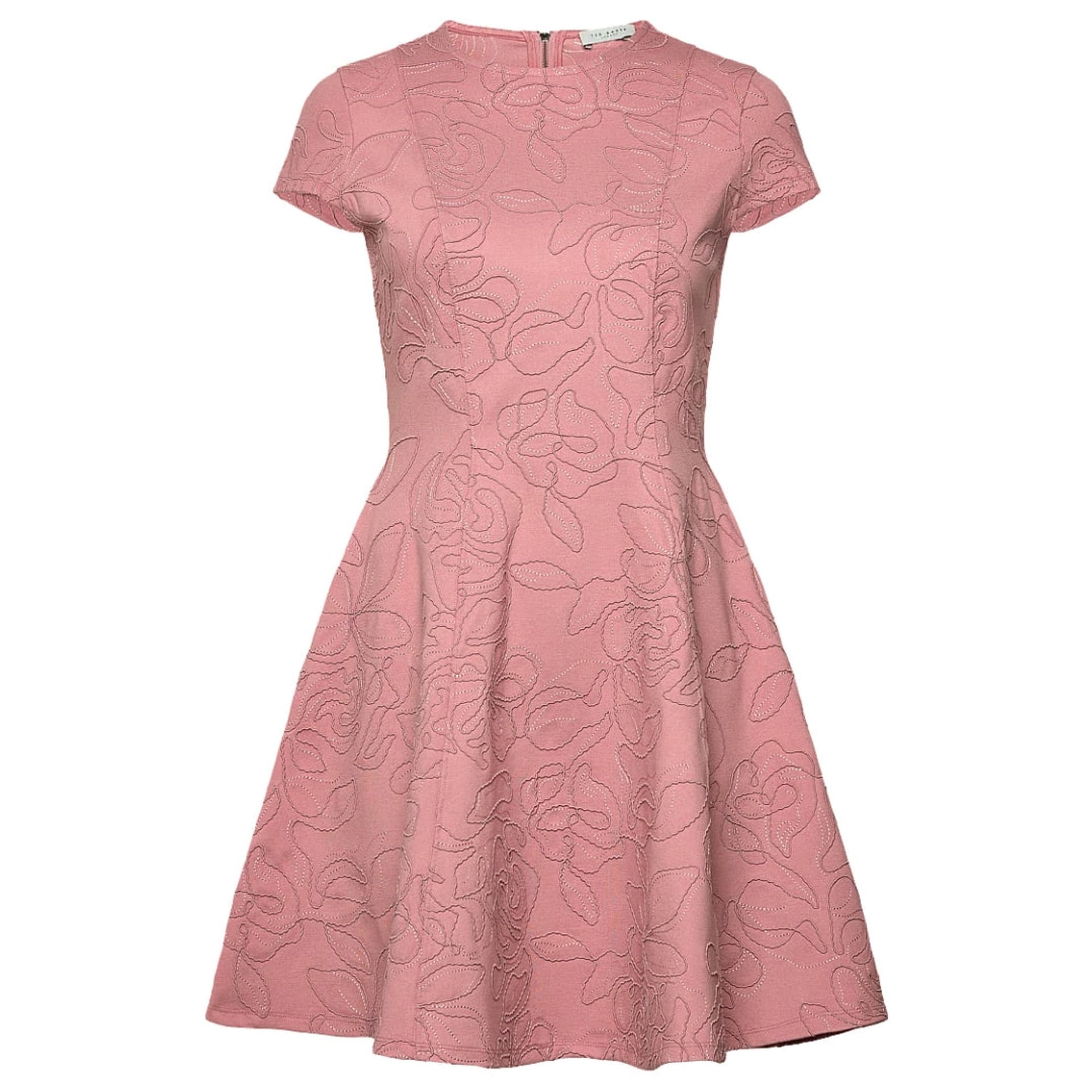 Ted Baker Ted Baker Women's Clodaa Short Sleeve Round Neck Regular Fit Mini Dress in Dusty Pink