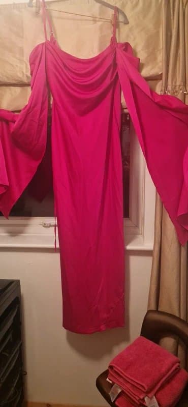 ASOS Design Asos design satin hot pink maxi dress