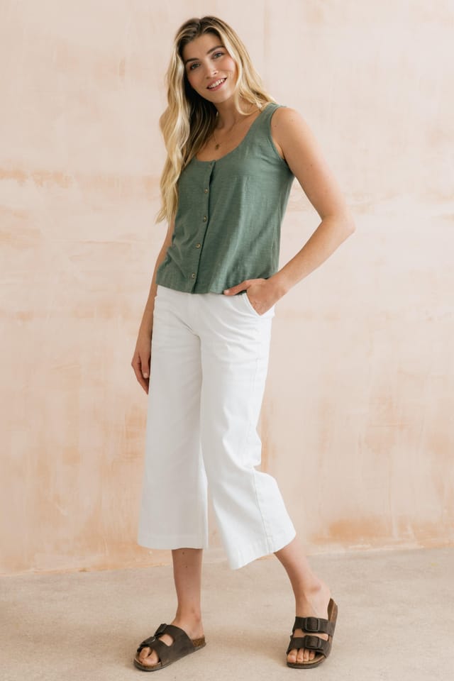 Lily & Me Lily & Me Women's Isla Stretch Twill Crop Trousers in White - 3