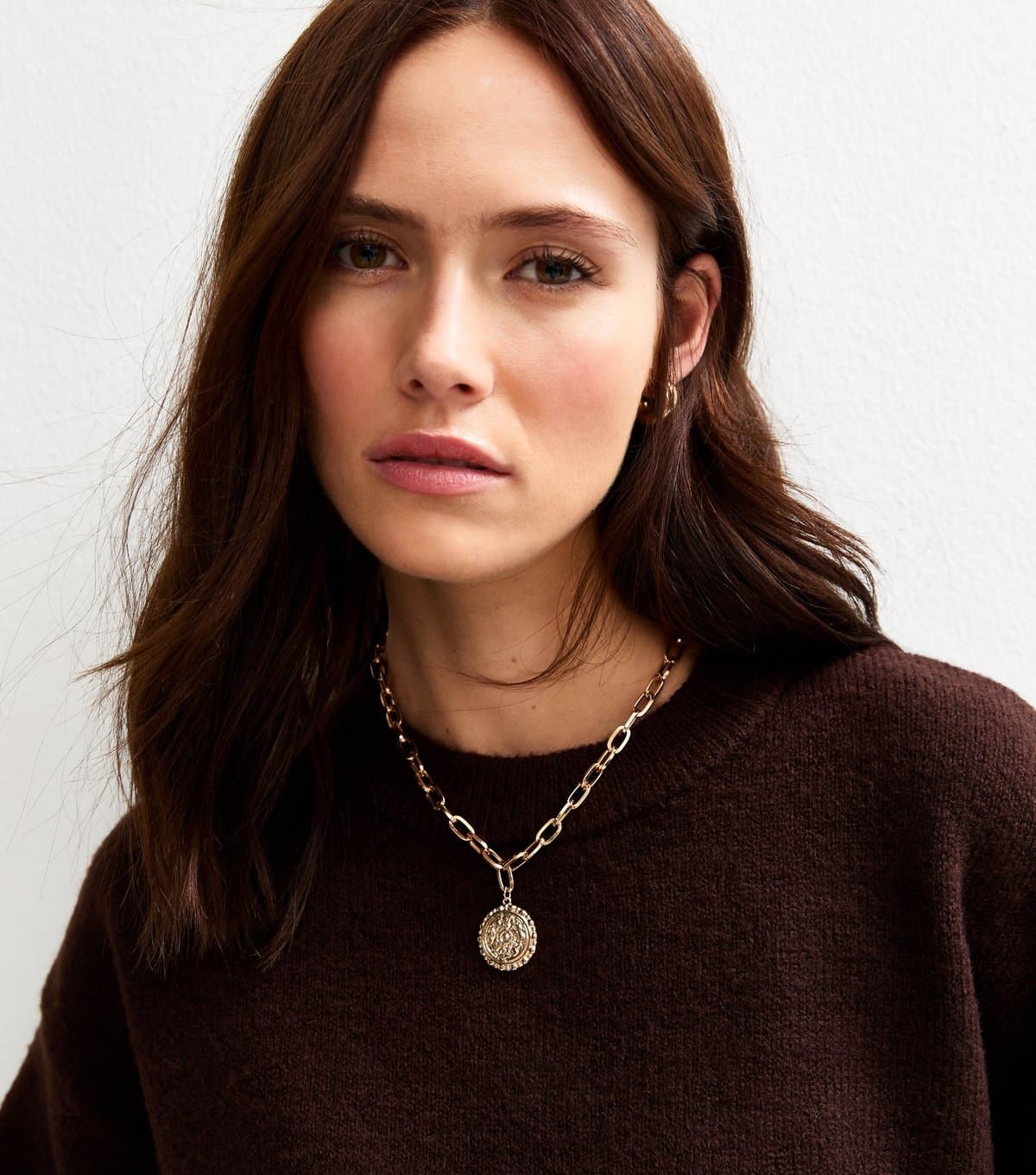 New Look Gold Tone Coin Chain Link Necklace New Look