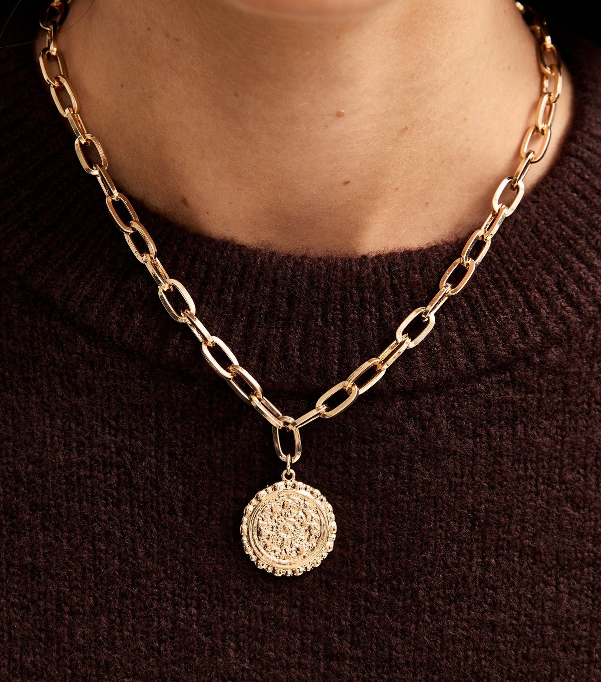 New Look Gold Tone Coin Chain Link Necklace New Look - 2