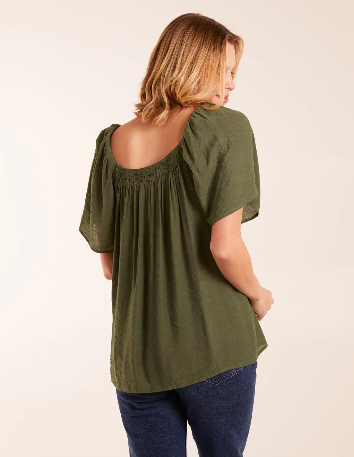 Blue Vanilla Milkmaid Shirred Swing Top - 4