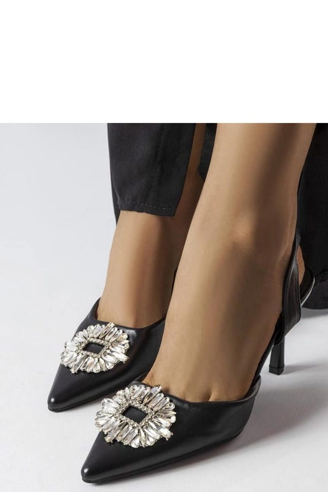 Love Lace Love Lace Women's Elegant Stiletto High Heel Pumps with Zircon Detail Slip On in Black - 3