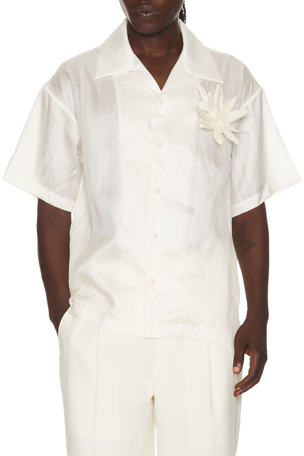 revolve Sakorn Orchid Brooch Silk Shirt