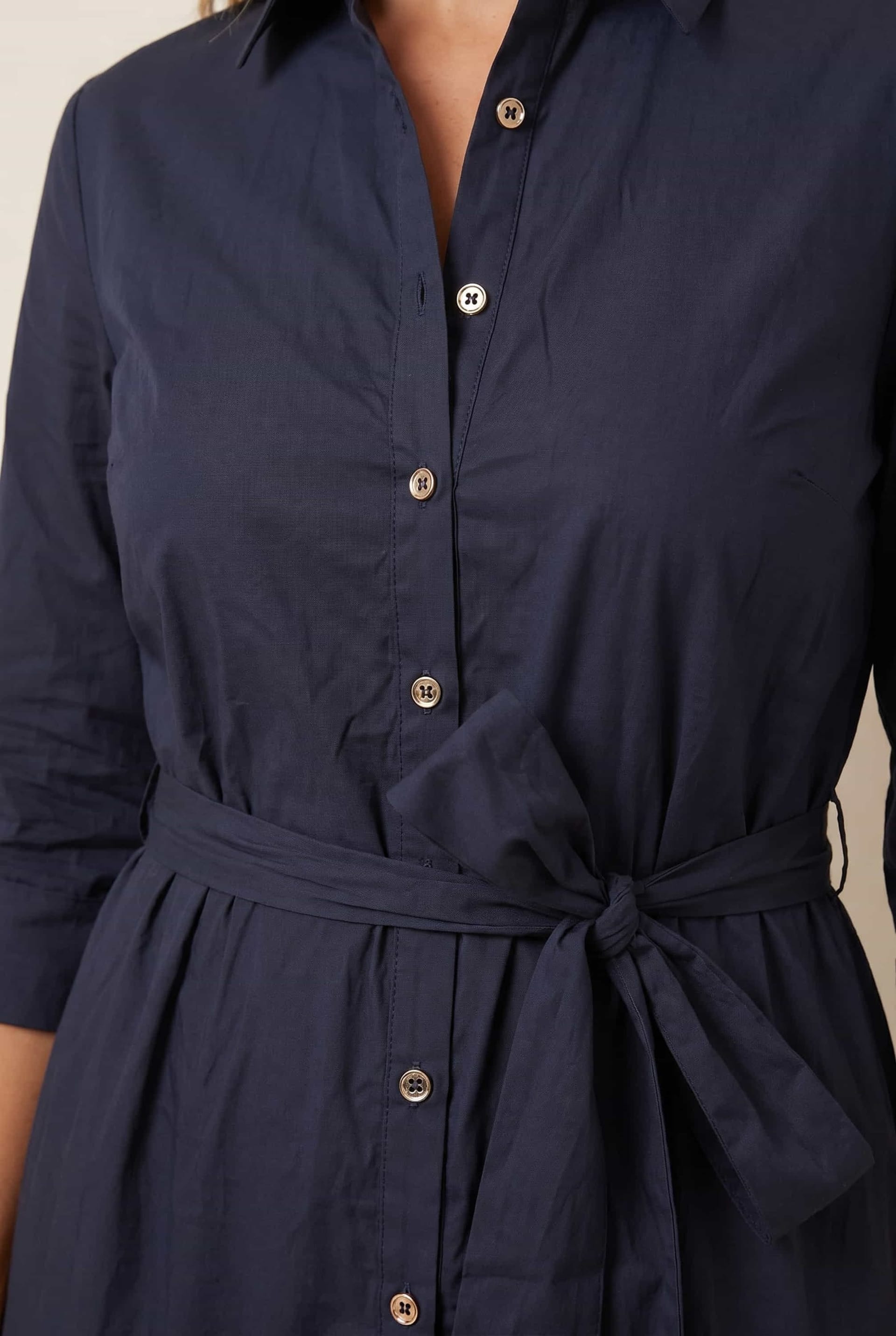 Style Cheat Style Cheat Women's Cotton Shirt Tiered Dress in Navy - 4