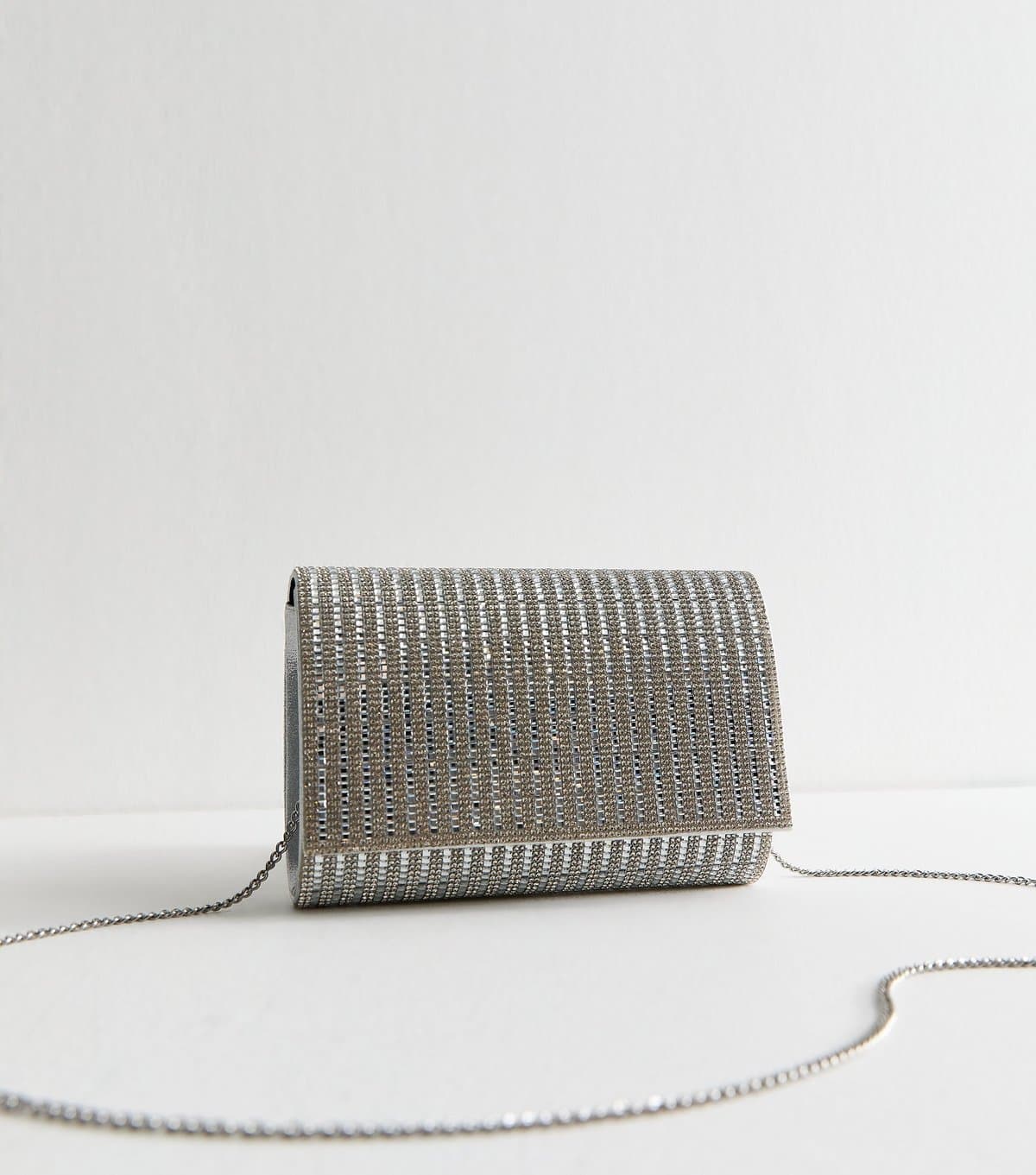 New Look New Look Silver Sparkle Clutch Bag