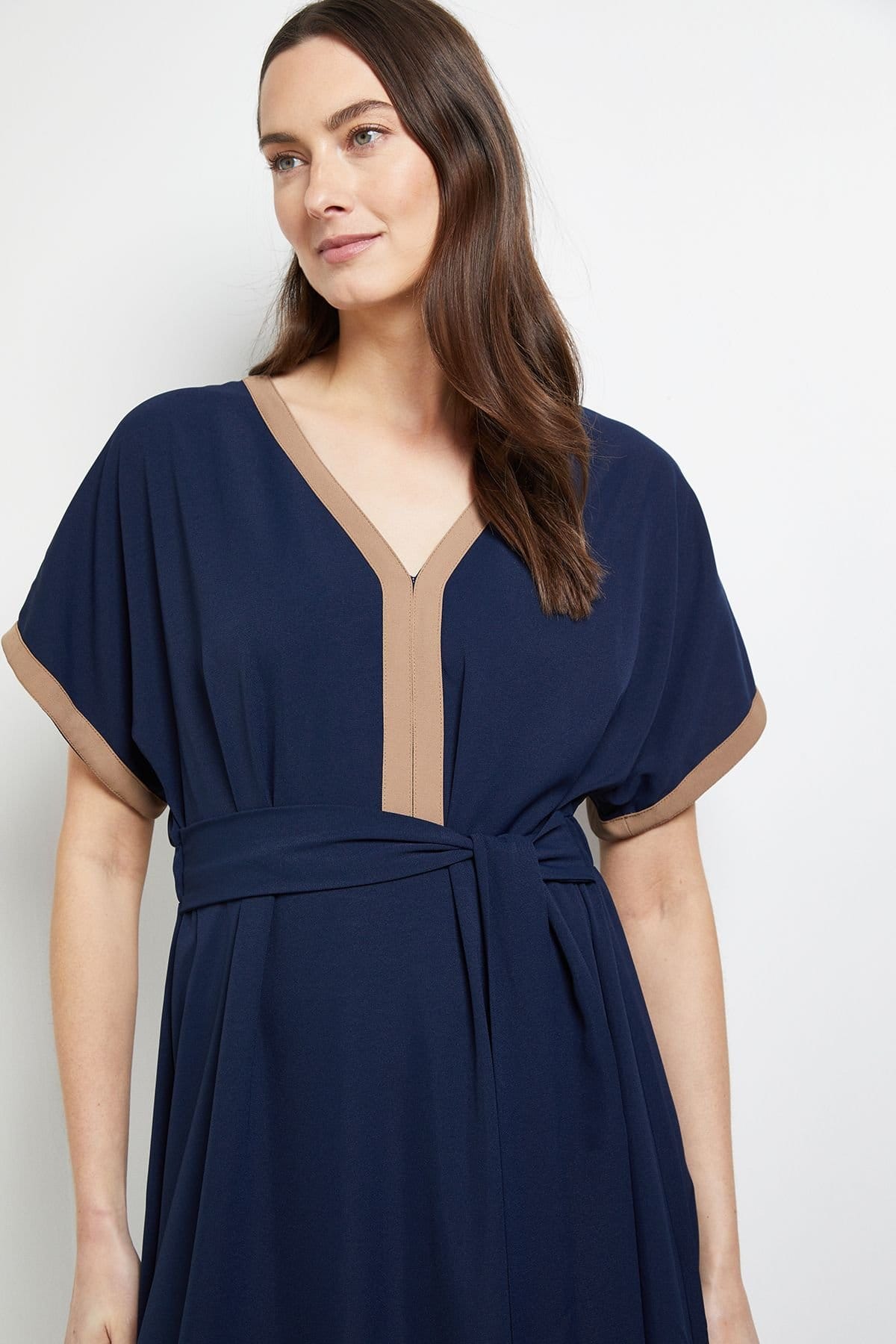 Principles Principles Women's Tailored Contrast Fit & Flare Midi Dress in Navy - 4