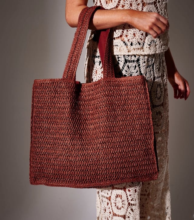 South Beach Rust Brown Straw Woven Tote Bag South Beach New Look - 2